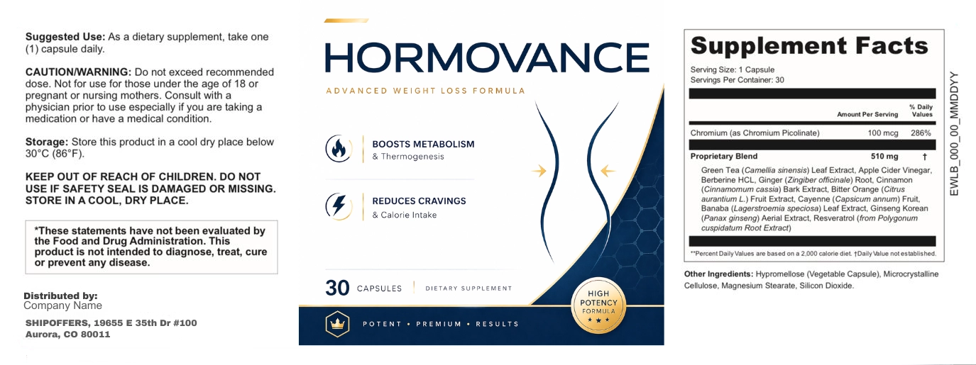 Hormovance supplement facts label